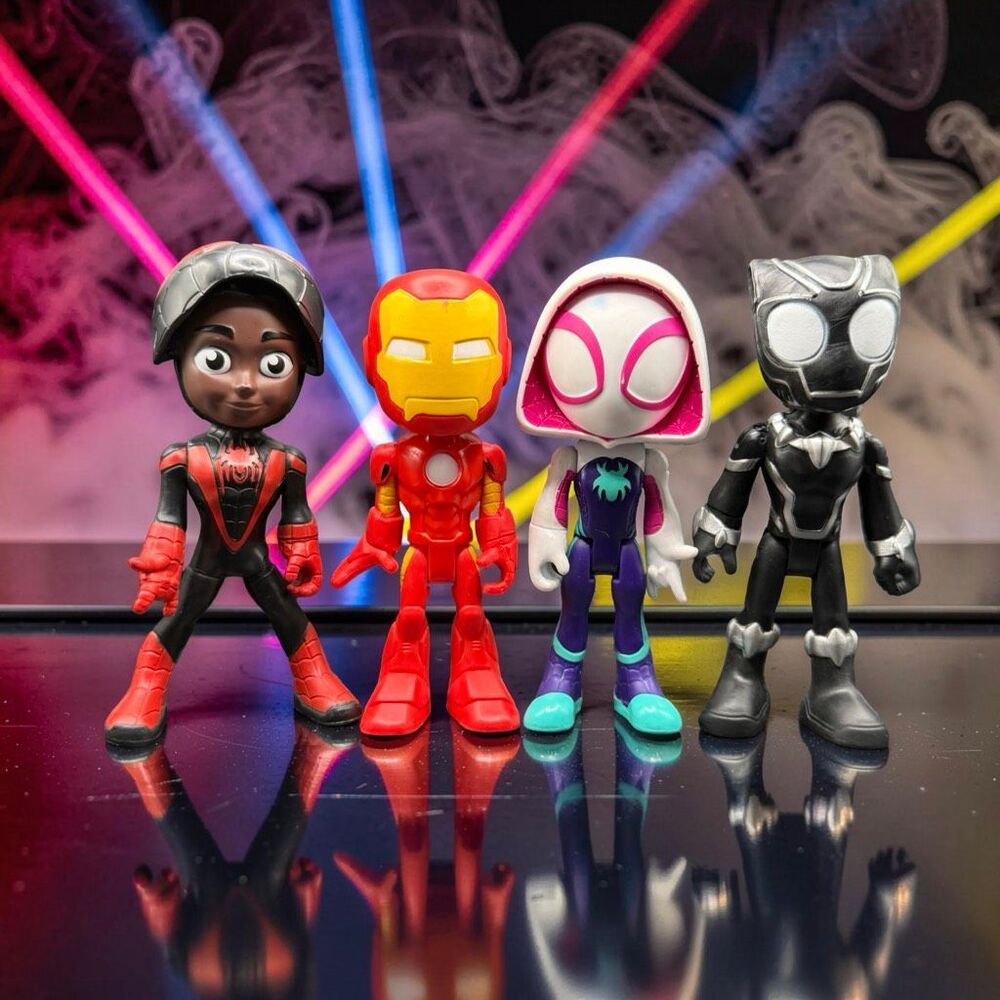 Spidy & His Amazing Friends Iron Man, Miles Mask, Black Panther,Ghost Spider A70